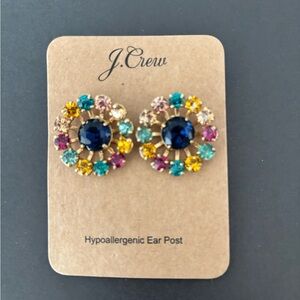 J. Crew Vibrant Crystal Earrings with Blue Center